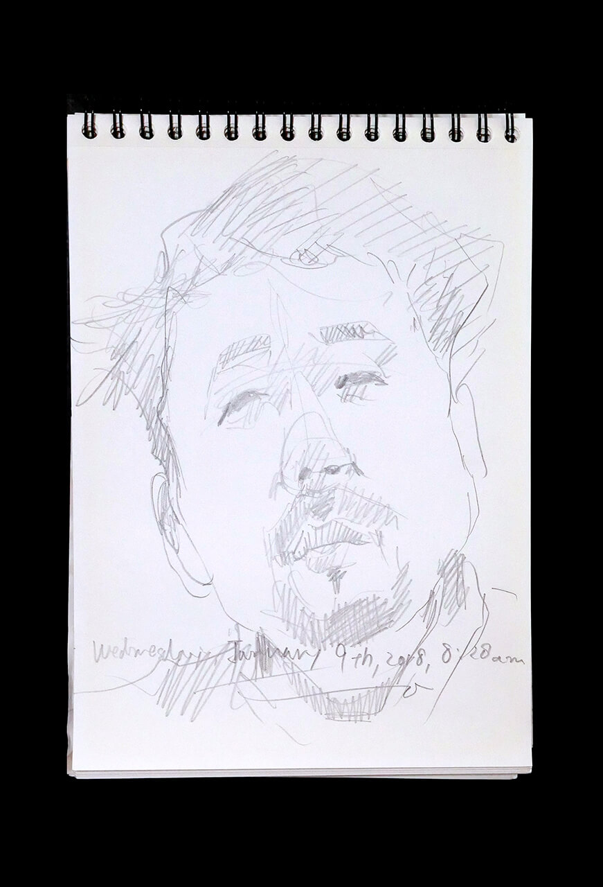 Contemporary artist SHINTAKU Tomoni's 2019/1/9 Self-portrait or pencil drawing