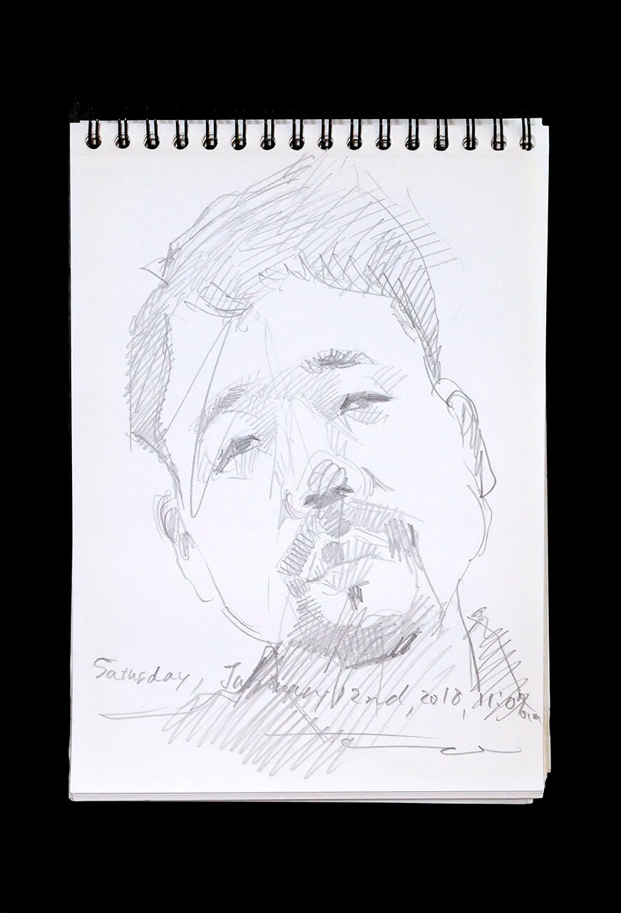 Contemporary artist SHINTAKU Tomoni's 2019/1/12 Self-portrait or pencil drawing