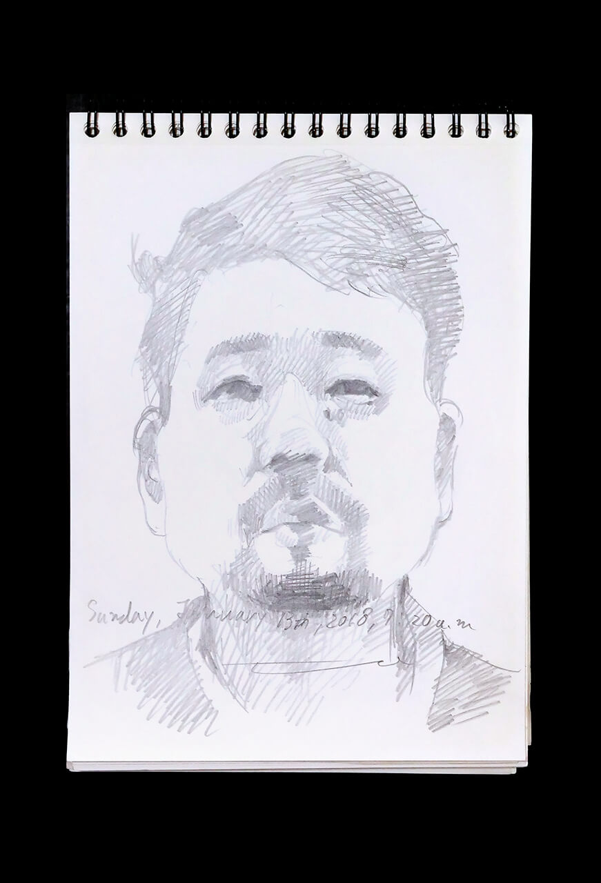 Contemporary artist SHINTAKU Tomoni's 2019/1/13 Self-portrait or pencil drawing