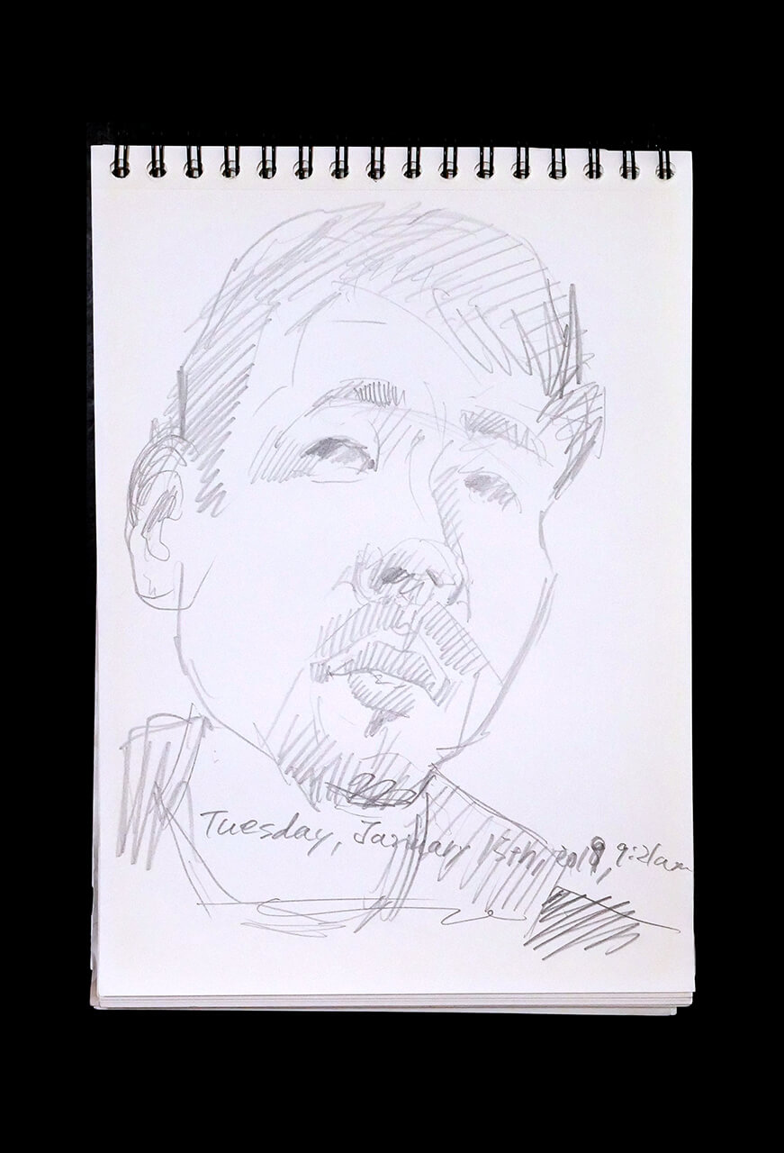 Contemporary artist SHINTAKU Tomoni's 2019/1/15 Self-portrait or pencil drawing