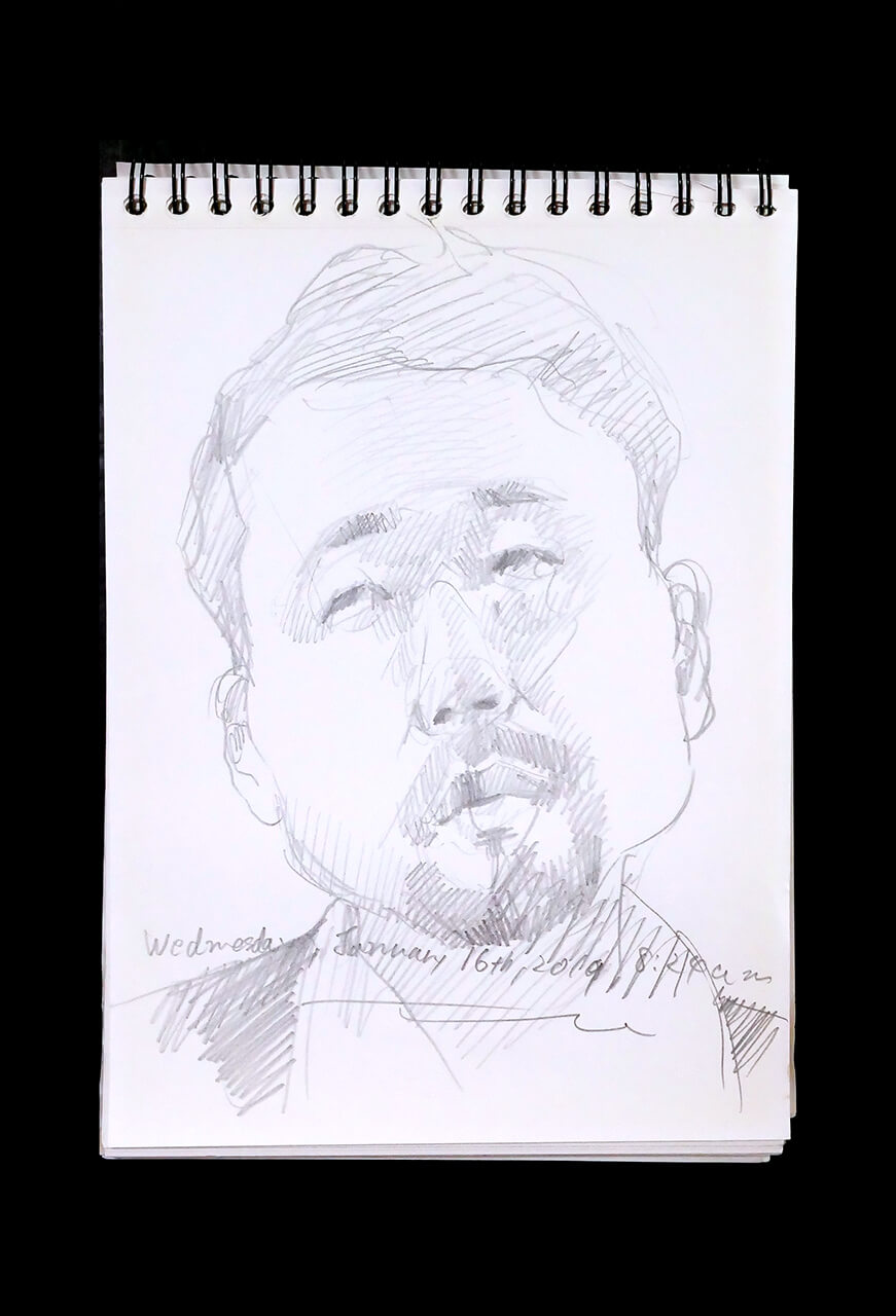 Contemporary artist SHINTAKU Tomoni's 2019/1/16 Self-portrait or pencil drawing