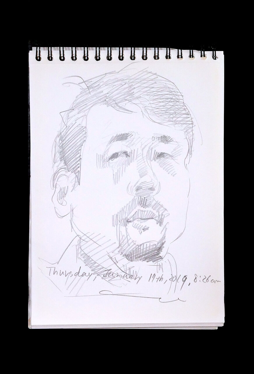 Contemporary artist SHINTAKU Tomoni's 2019/1/17 Self-portrait or pencil drawing