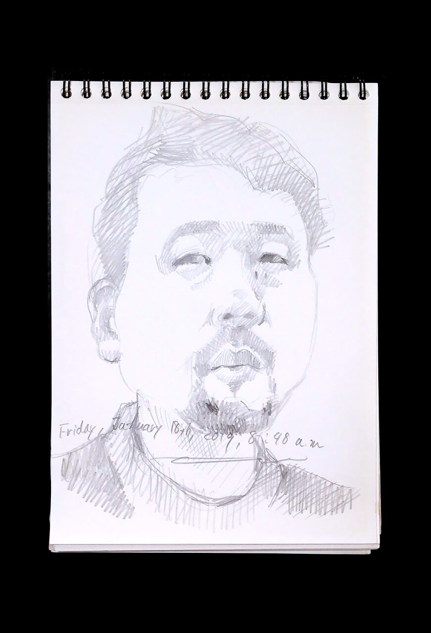 Contemporary artist SHINTAKU Tomoni's 2019/1/18 Self-portrait or pencil drawing