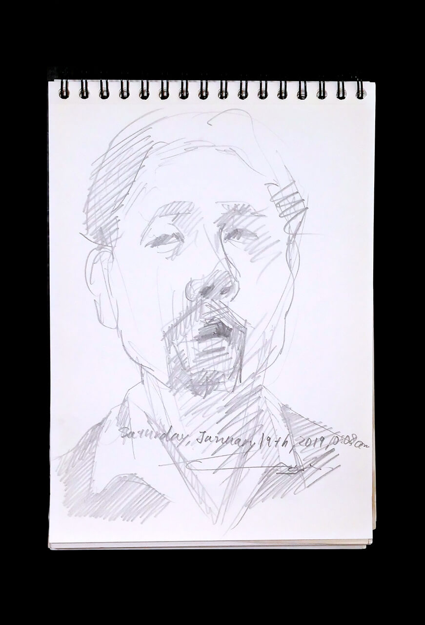 Contemporary artist SHINTAKU Tomoni's 2019/1/19 Self-portrait or pencil drawing