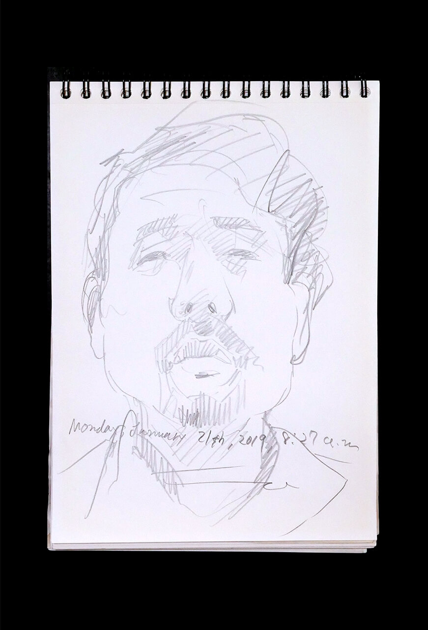 Contemporary artist SHINTAKU Tomoni's 2019/1/21 Self-portrait or pencil drawing
