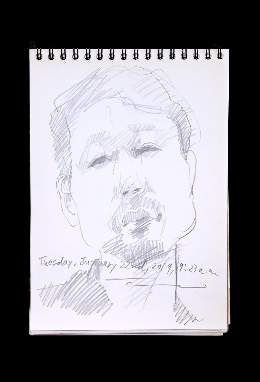 Contemporary artist SHINTAKU Tomoni's 2019/1/22 Self-portrait or pencil drawing