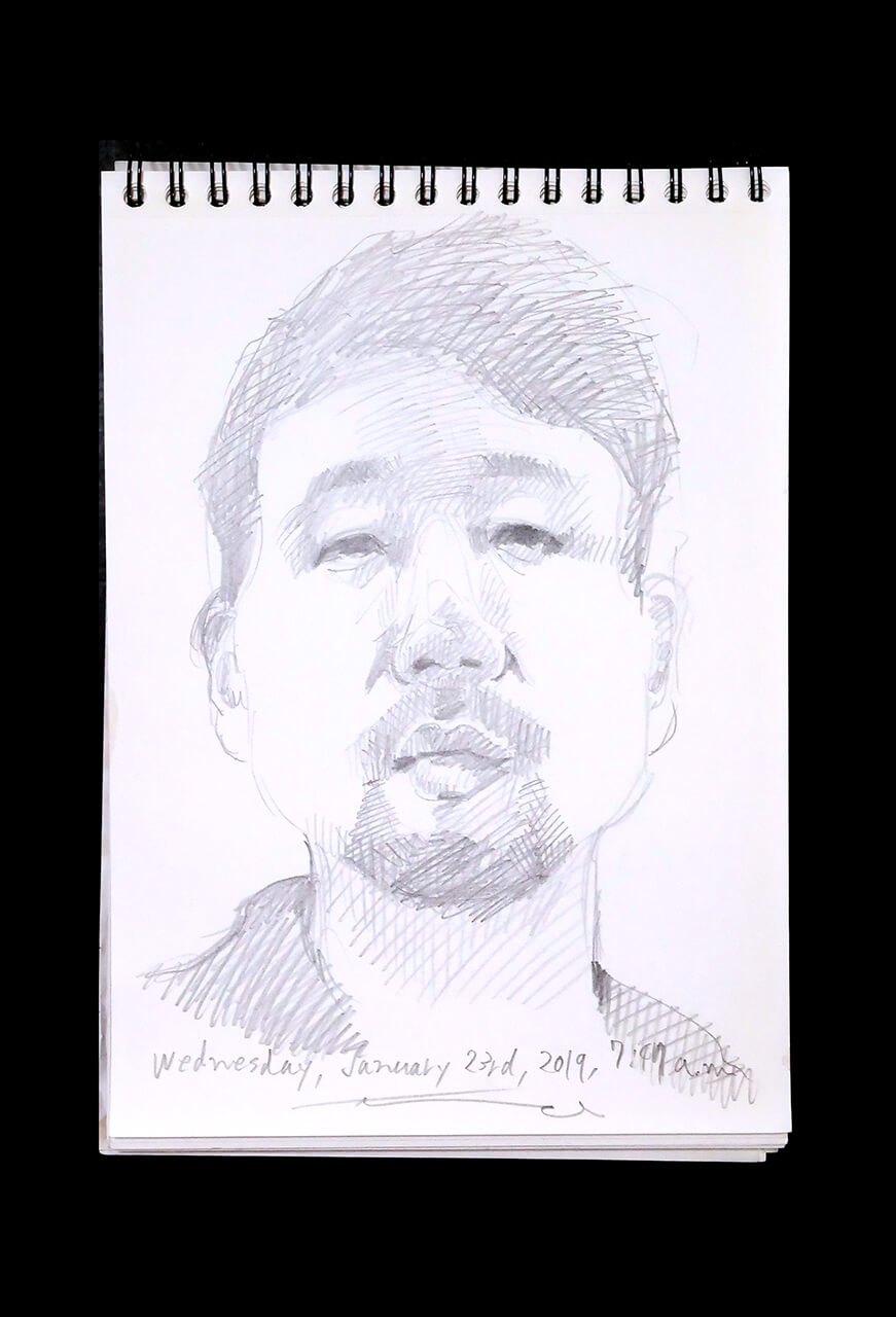 Contemporary artist SHINTAKU Tomoni's 2019/1/23 Self-portrait or pencil drawing