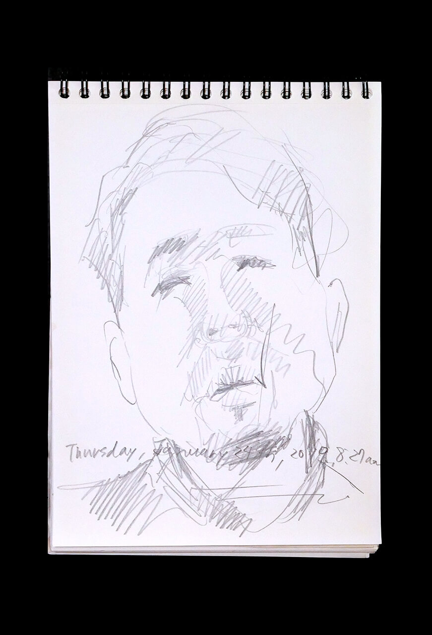 Contemporary artist SHINTAKU Tomoni's 2019/1/24 Self-portrait or pencil drawing