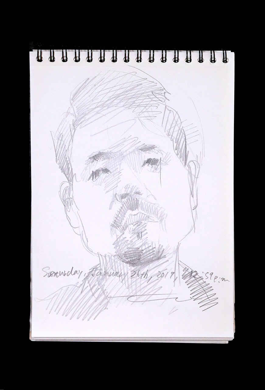 Contemporary artist SHINTAKU Tomoni's 2019/1/26 Self-portrait or pencil drawing