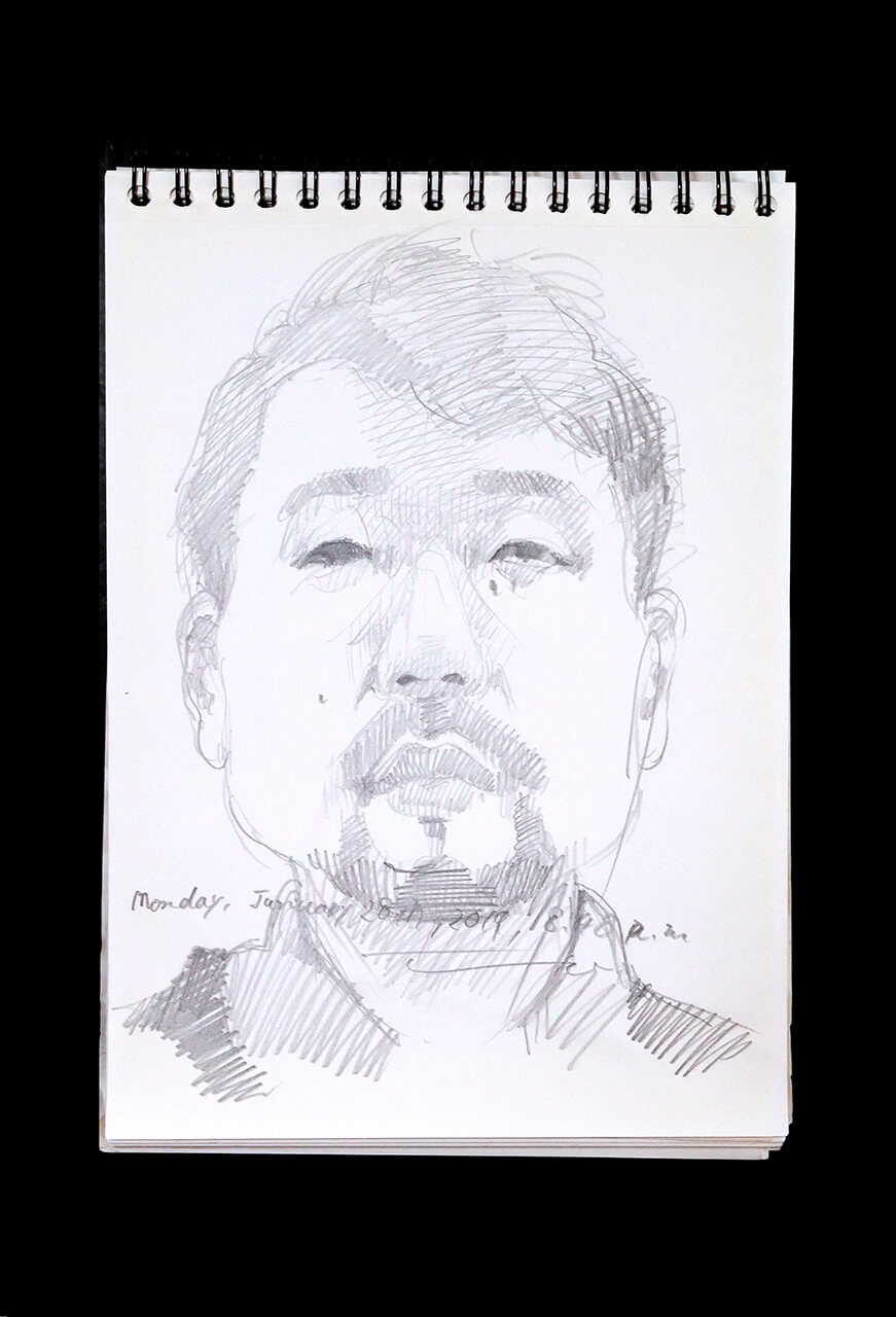 Contemporary artist SHINTAKU Tomoni's 2019/1/28 Self-portrait or pencil drawing