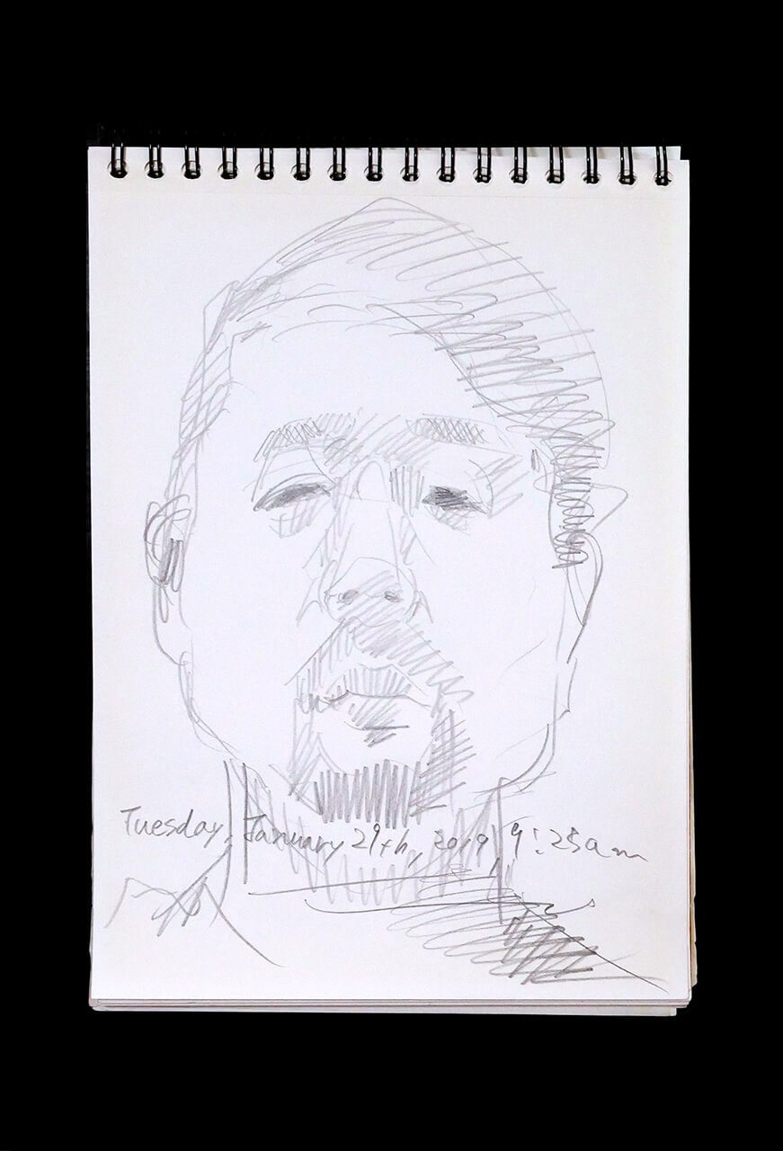Contemporary artist SHINTAKU Tomoni's 2019/1/29 Self-portrait or pencil drawing