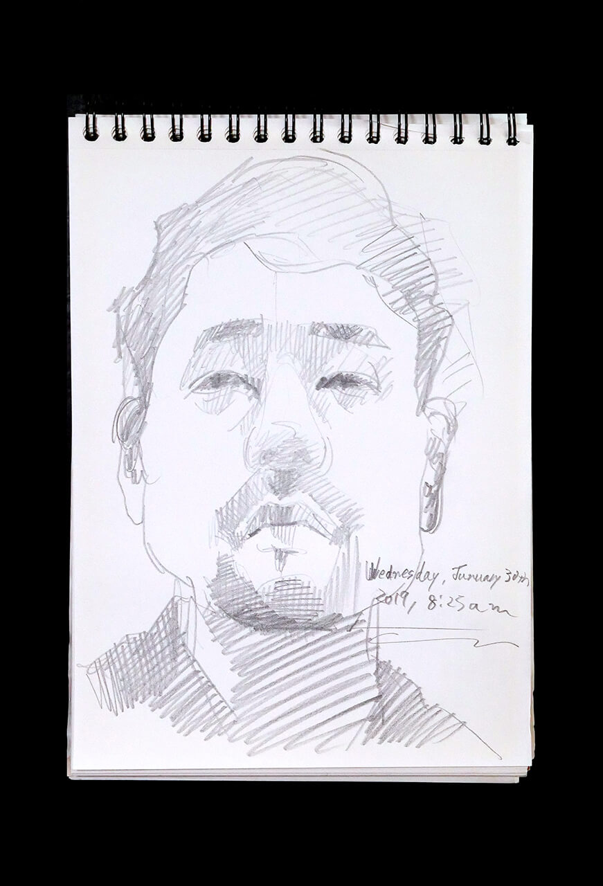 Contemporary artist SHINTAKU Tomoni's 2019/1/30 Self-portrait or pencil drawing