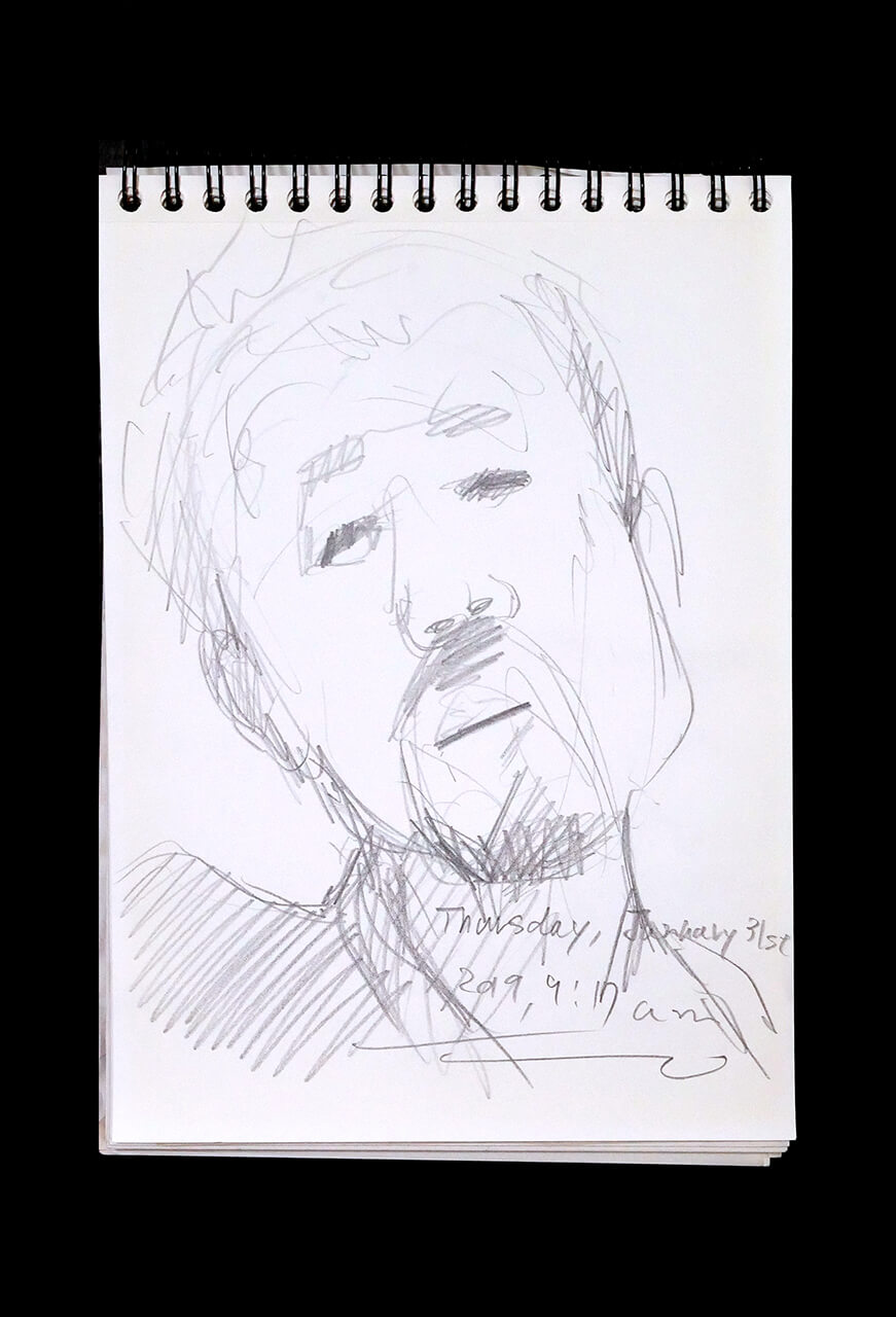Contemporary artist SHINTAKU Tomoni's 2019/1/31 Self-portrait or pencil drawing
