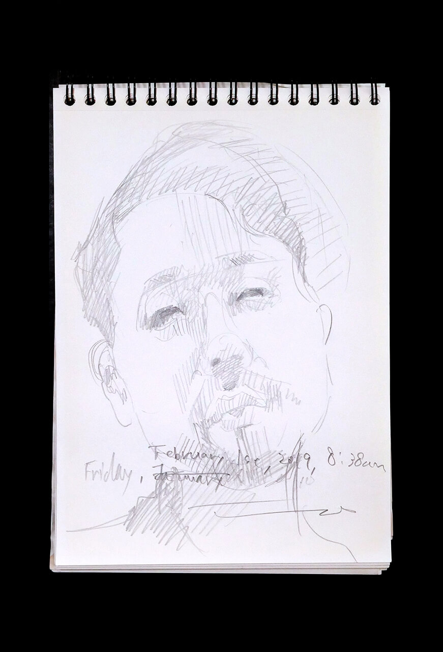 Contemporary artist SHINTAKU Tomoni's 2019/2/1 Self-portrait or pencil drawing