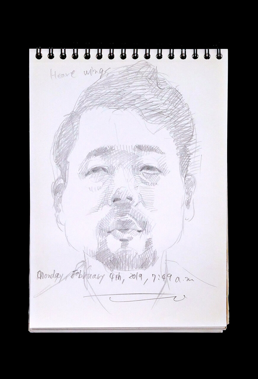 Contemporary artist SHINTAKU Tomoni's 2019/2/4 Self-portrait or pencil drawing