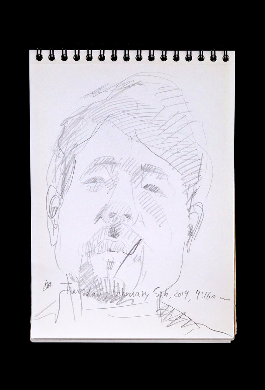 Contemporary artist SHINTAKU Tomoni's 2019/2/5 Self-portrait or pencil drawing