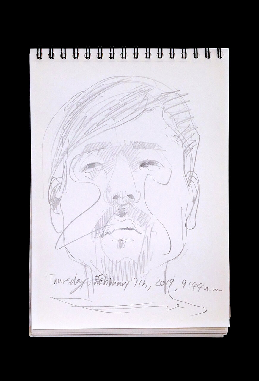 Contemporary artist SHINTAKU Tomoni's 2019/2/7 Self-portrait or pencil drawing