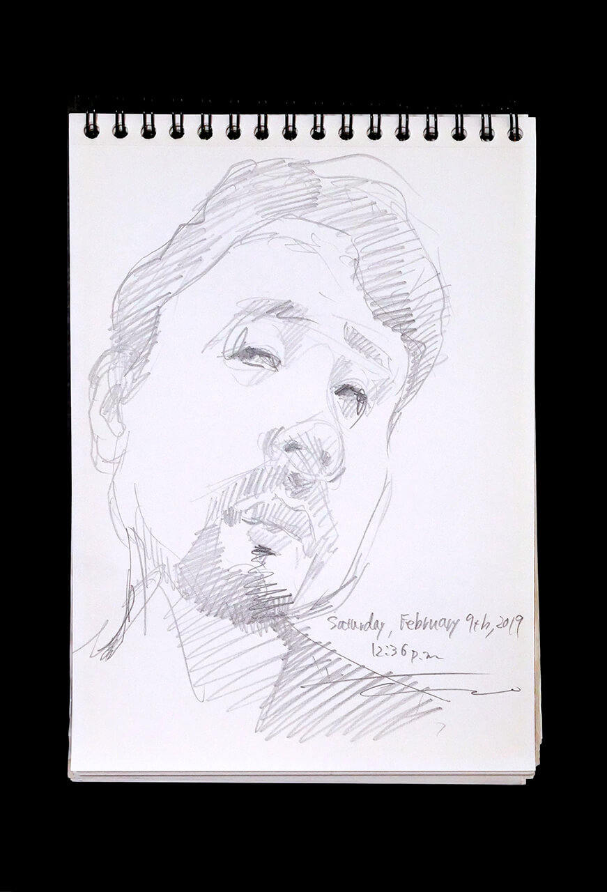 Contemporary artist SHINTAKU Tomoni's 2019/2/9 Self-portrait or pencil drawing