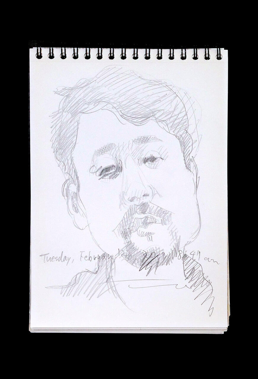 Contemporary artist SHINTAKU Tomoni's 2019/2/12 Self-portrait or pencil drawing