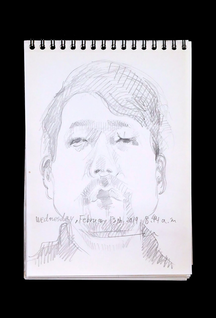 Contemporary artist SHINTAKU Tomoni's 2019/2/13 Self-portrait or pencil drawing