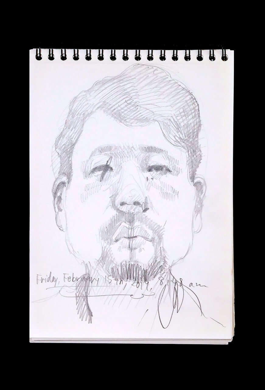 Contemporary artist SHINTAKU Tomoni's 2019/2/15 Self-portrait or pencil drawing