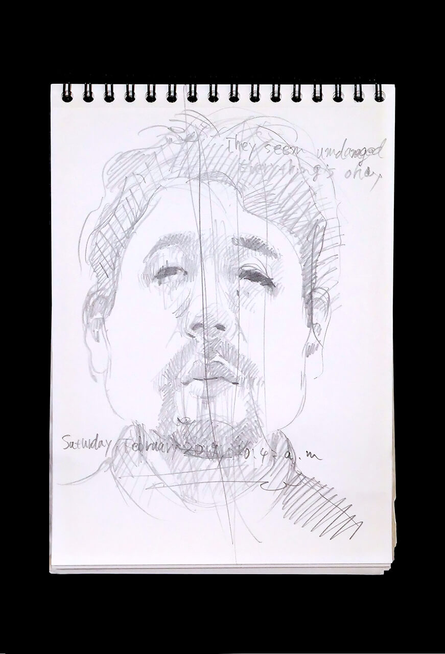 Contemporary artist SHINTAKU Tomoni's 2019/2/16 Self-portrait or pencil drawing