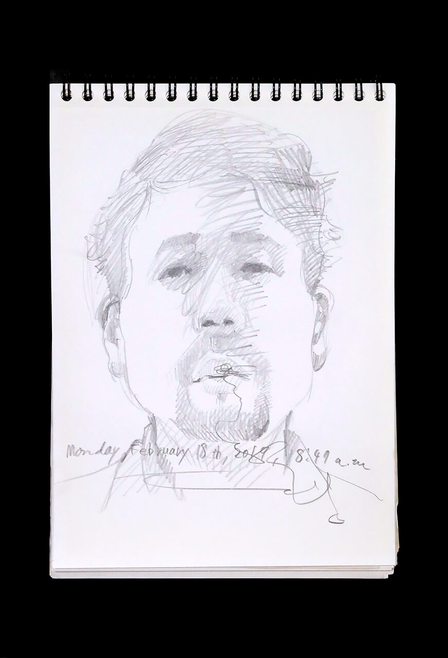 Contemporary artist SHINTAKU Tomoni's 2019/2/18 Self-portrait or pencil drawing