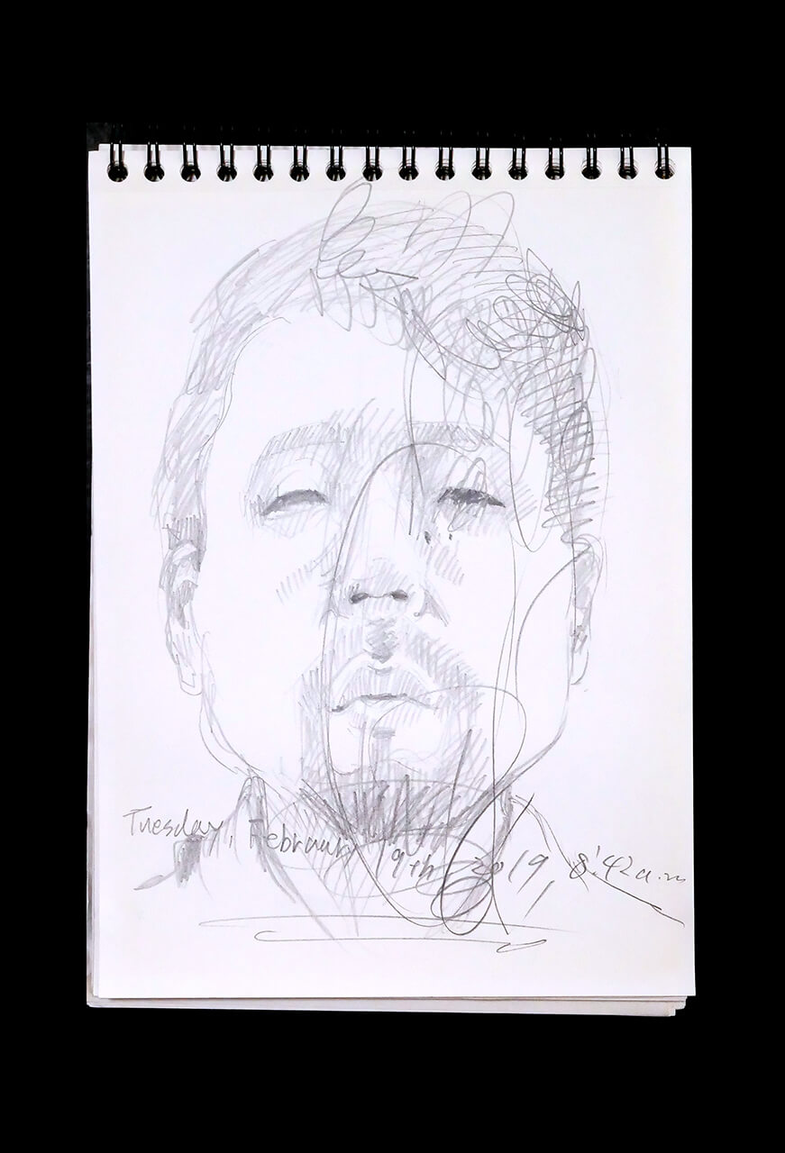 Contemporary artist SHINTAKU Tomoni's 2019/2/19 Self-portrait or pencil drawing
