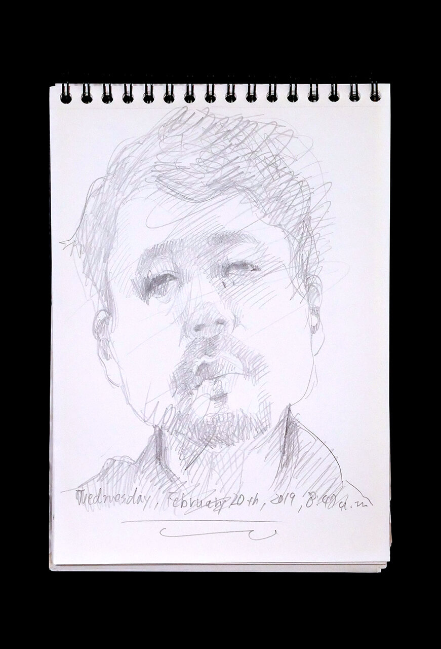 Contemporary artist SHINTAKU Tomoni's 2019/2/20 Self-portrait or pencil drawing