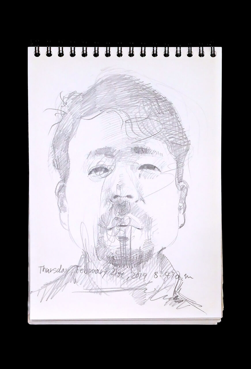 Contemporary artist SHINTAKU Tomoni's 2019/2/21 Self-portrait or pencil drawing