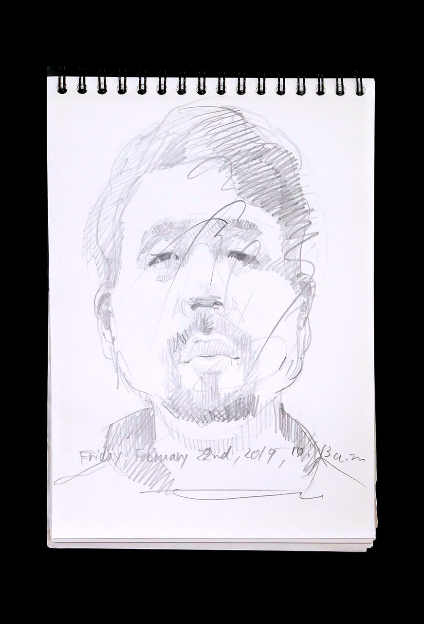 Contemporary artist SHINTAKU Tomoni's 2019/2/22 Self-portrait or pencil drawing