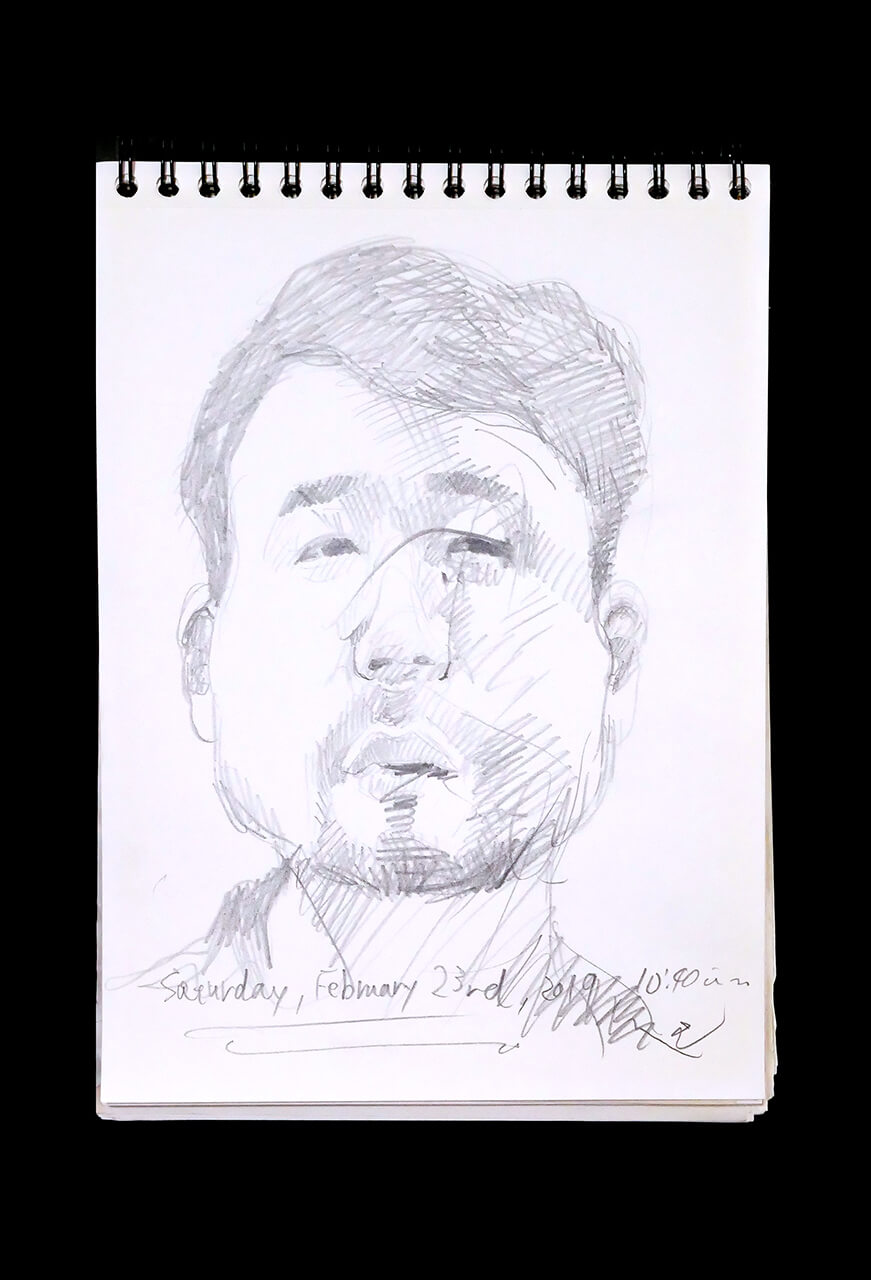 Contemporary artist SHINTAKU Tomoni's 2019/2/23 Self-portrait or pencil drawing