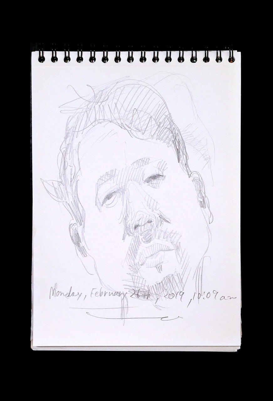 Contemporary artist SHINTAKU Tomoni's 2019/2/25 Self-portrait or pencil drawing