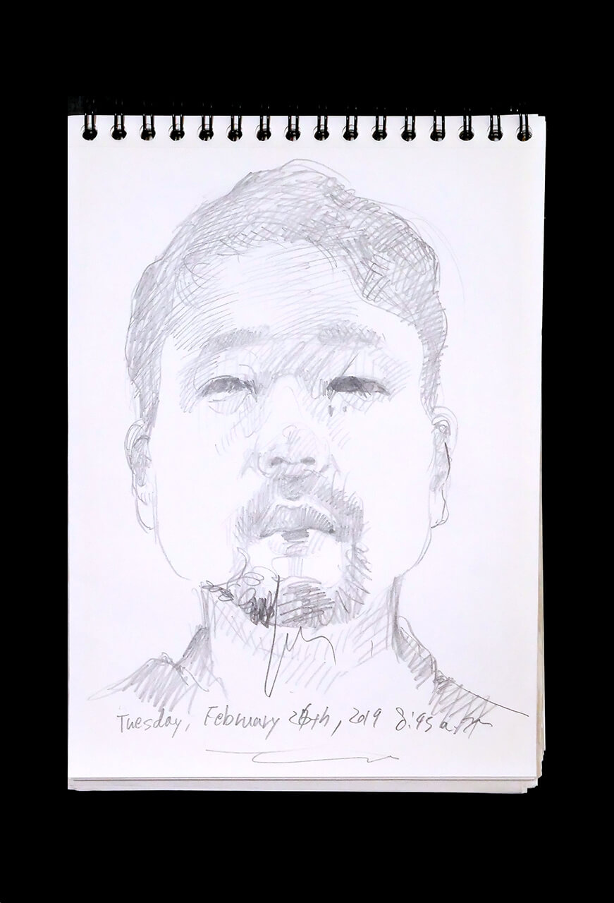 Contemporary artist SHINTAKU Tomoni's 2019/2/26 Self-portrait or pencil drawing