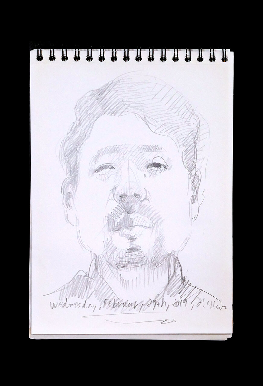Contemporary artist SHINTAKU Tomoni's 2019/2/27 Self-portrait or pencil drawing