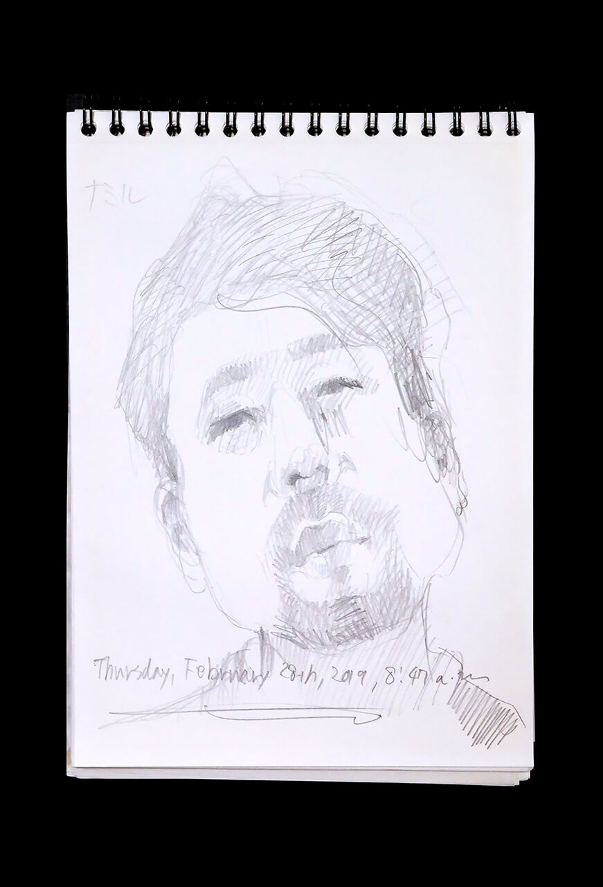 Contemporary artist SHINTAKU Tomoni's 2019/2/28 Self-portrait or pencil drawing