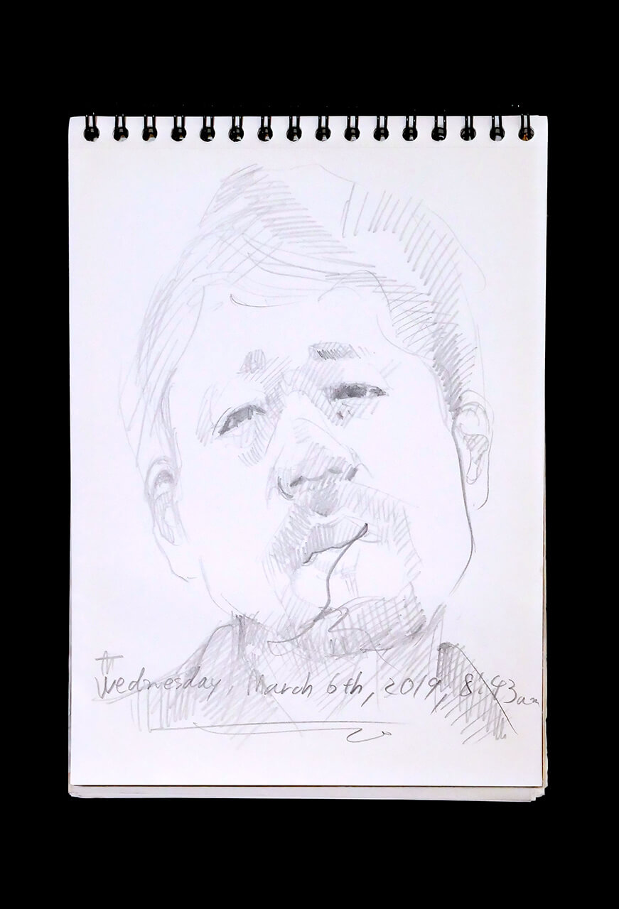 Contemporary artist SHINTAKU Tomoni's 2019/3/6 Self-portrait or pencil drawing
