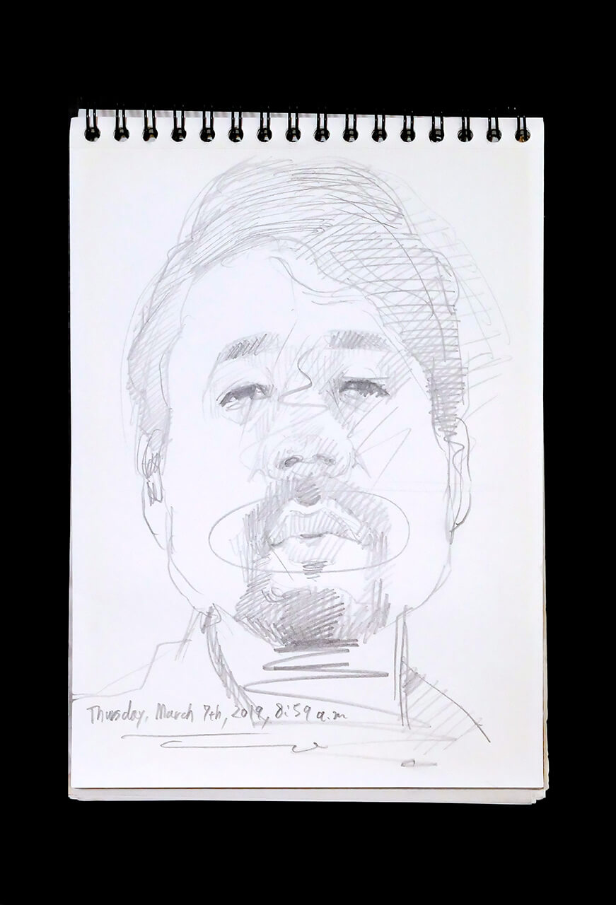 Contemporary artist SHINTAKU Tomoni's 2019/3/7 Self-portrait or pencil drawing