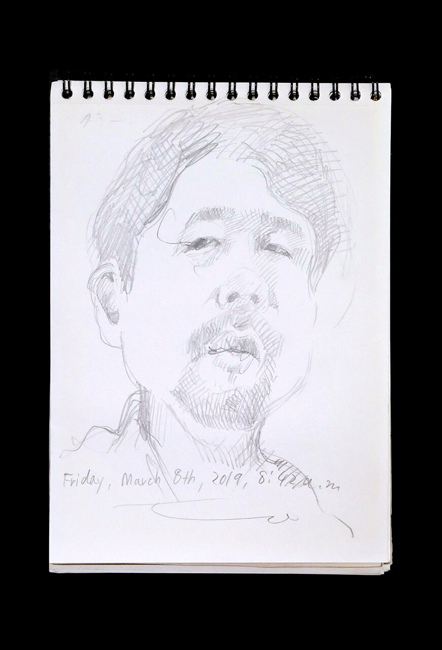 Contemporary artist SHINTAKU Tomoni's 2019/3/8 Self-portrait or pencil drawing