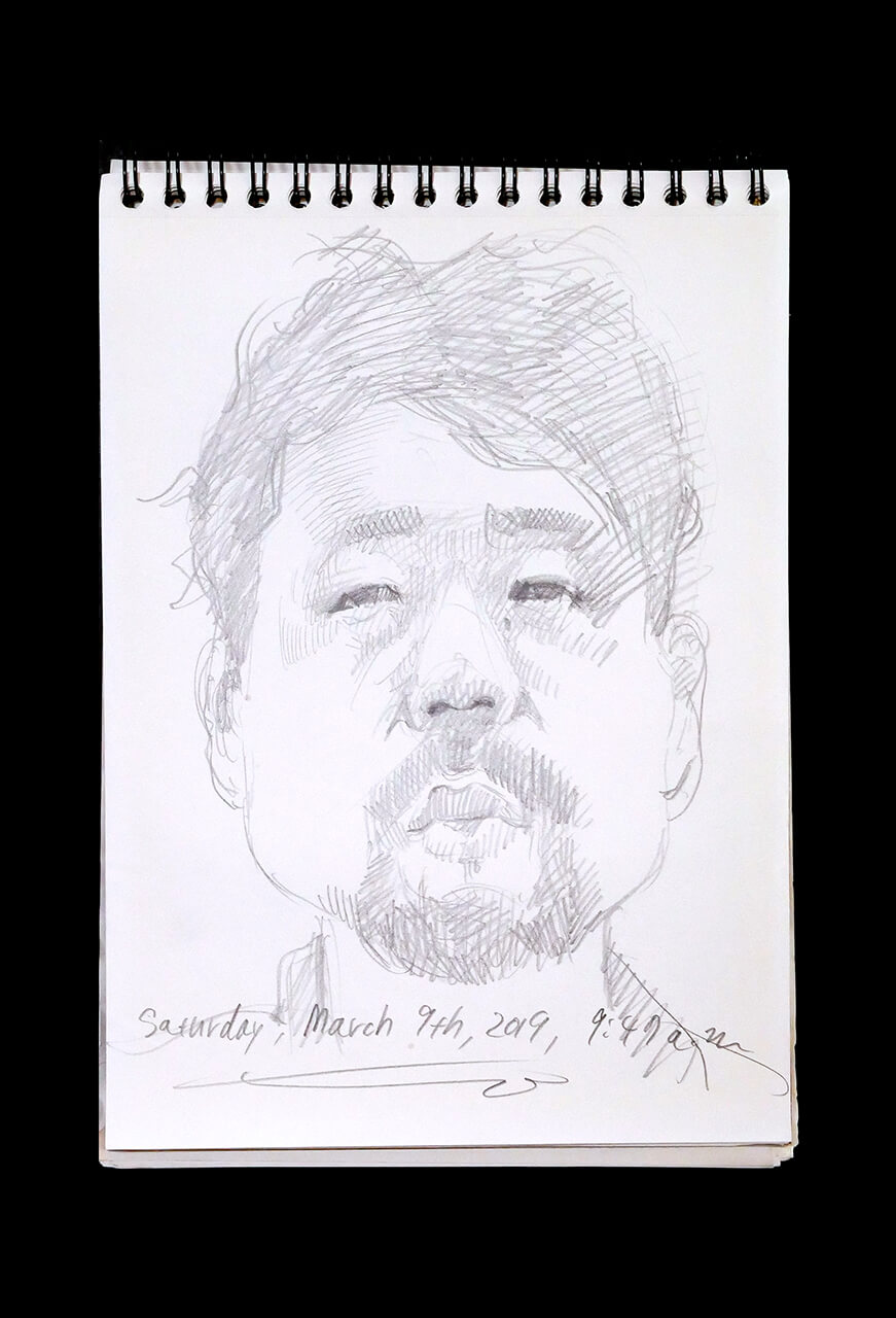 Contemporary artist SHINTAKU Tomoni's 2019/3/9 Self-portrait or pencil drawing