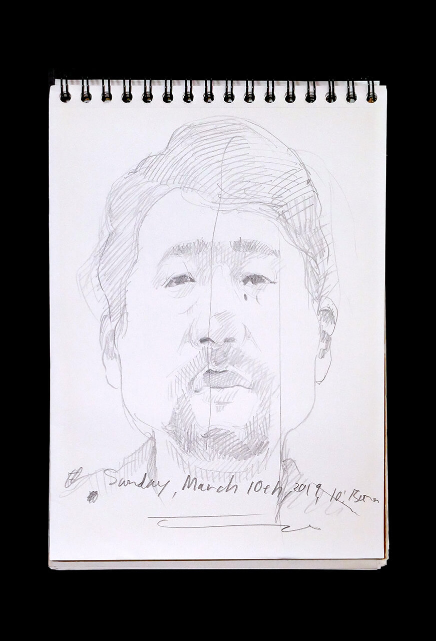 Contemporary artist SHINTAKU Tomoni's 2019/3/10 Self-portrait or pencil drawing