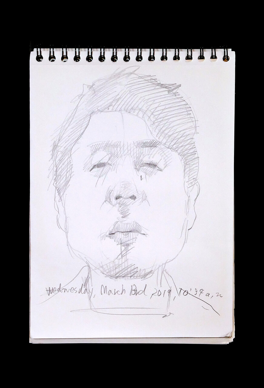 Contemporary artist SHINTAKU Tomoni's 2019/3/13 Self-portrait or pencil drawing