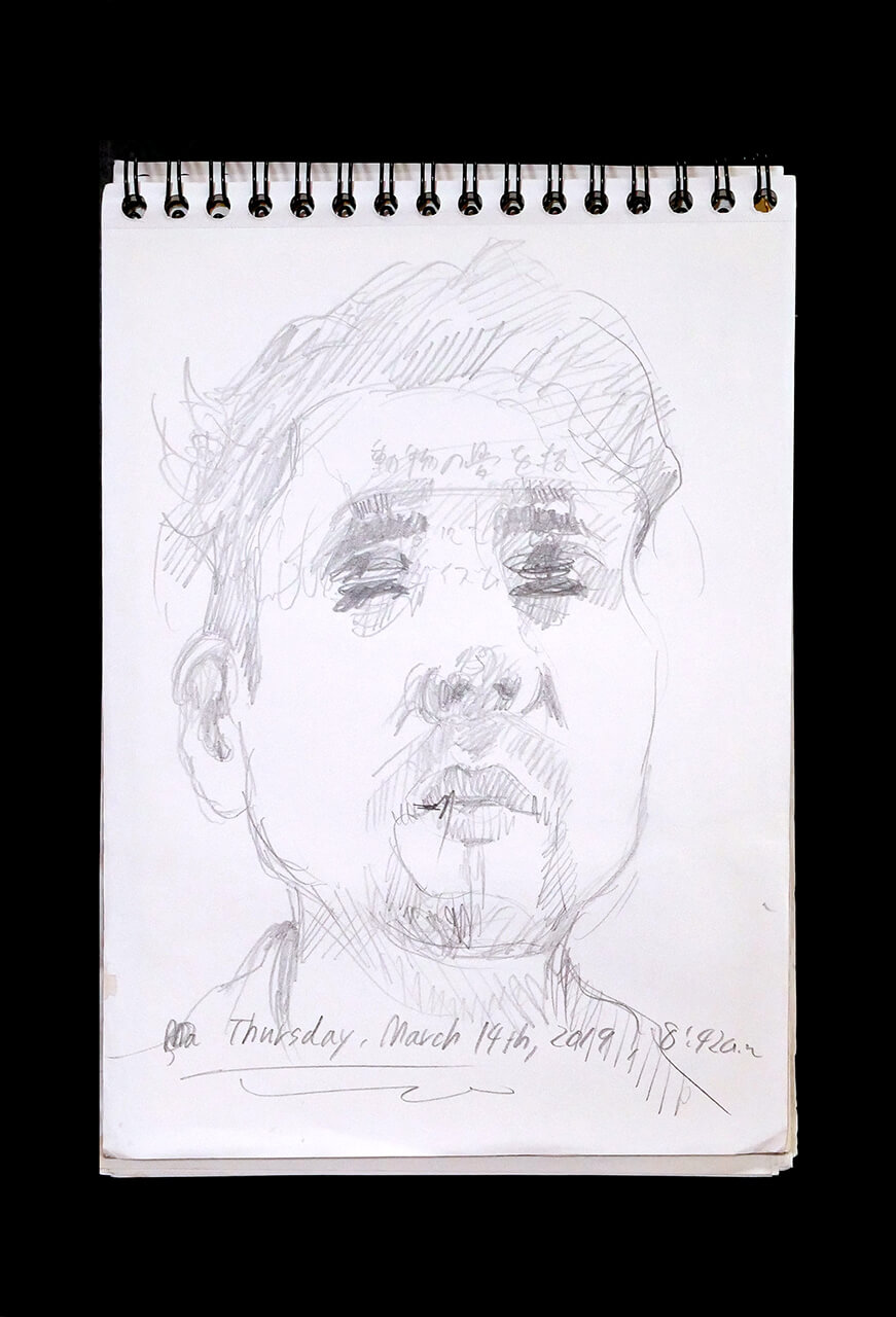 Contemporary artist SHINTAKU Tomoni's 2019/3/14 Self-portrait or pencil drawing
