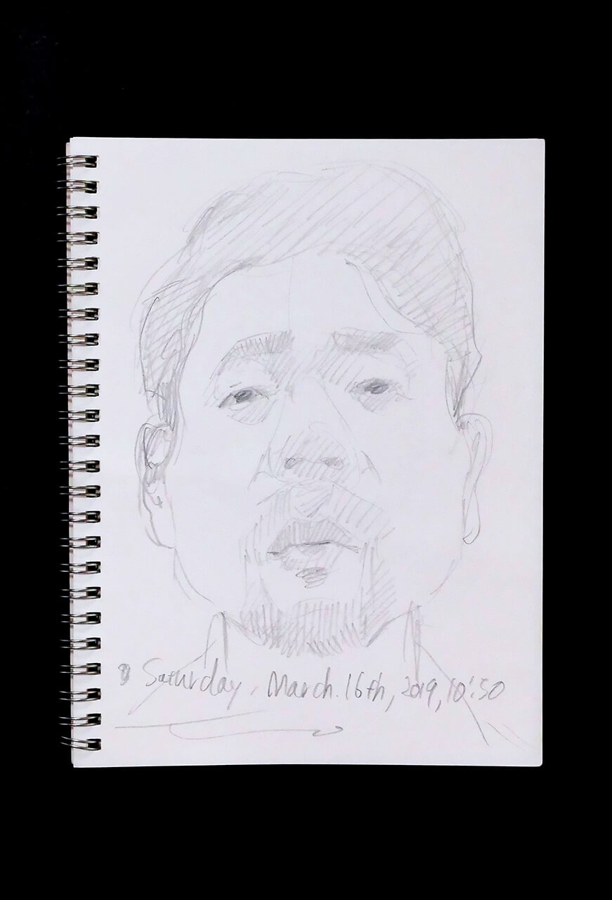 Contemporary artist SHINTAKU Tomoni's 2019/3/16 Self-portrait or pencil drawing