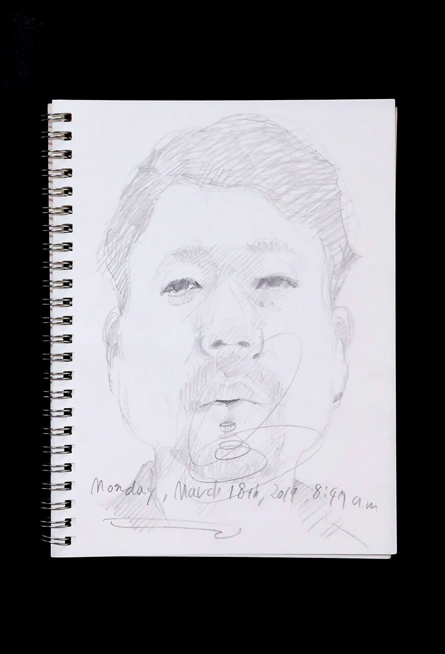 Contemporary artist SHINTAKU Tomoni's 2019/3/18 Self-portrait or pencil drawing