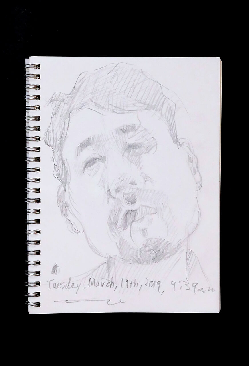 Contemporary artist SHINTAKU Tomoni's 2019/3/19 Self-portrait or pencil drawing