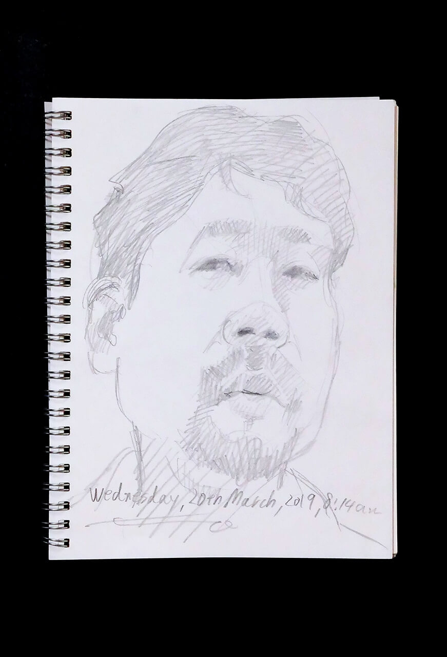 Contemporary artist SHINTAKU Tomoni's 2019/3/20 Self-portrait or pencil drawing
