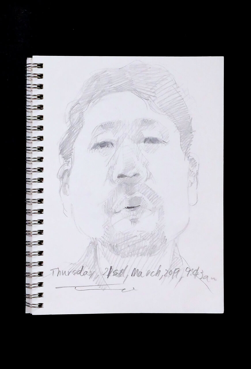 Contemporary artist SHINTAKU Tomoni's 2019/3/21 Self-portrait or pencil drawing