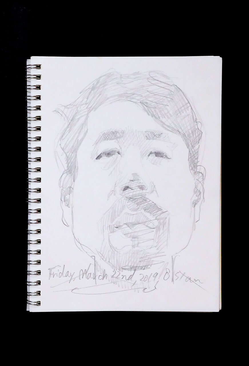 Contemporary artist SHINTAKU Tomoni's 2019/3/22 Self-portrait or pencil drawing
