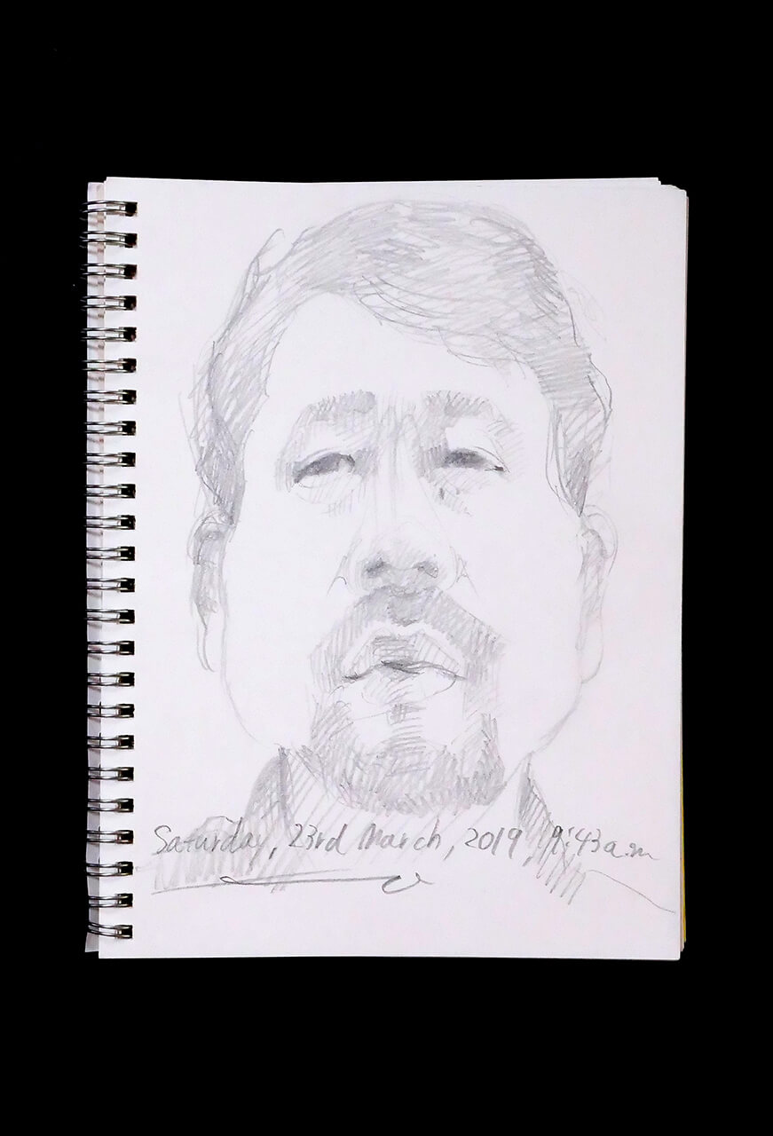 Contemporary artist SHINTAKU Tomoni's 2019/3/23 Self-portrait or pencil drawing